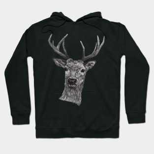 animal deer face in black and white Hoodie